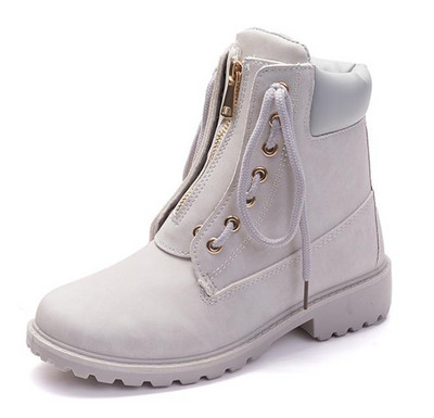 Moderne ženske čizme od eko brušene kože sa vezicama i patentnim zatvaračem