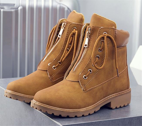 Модерни дамски боти от еко велур с връзки и цип