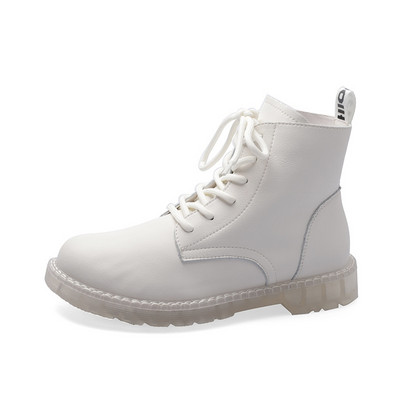 Дамски ежедневни боти с  връзки и равна подметка от еко кожа