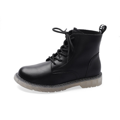 Дамски ежедневни боти с  връзки и равна подметка от еко кожа