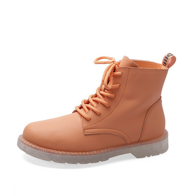 Ženske casual čizme sa vezicama i ravnim potplatom od eko kože