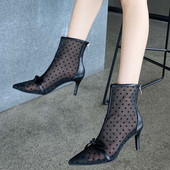 Дамски модерни боти с мрежа -заострен модел 