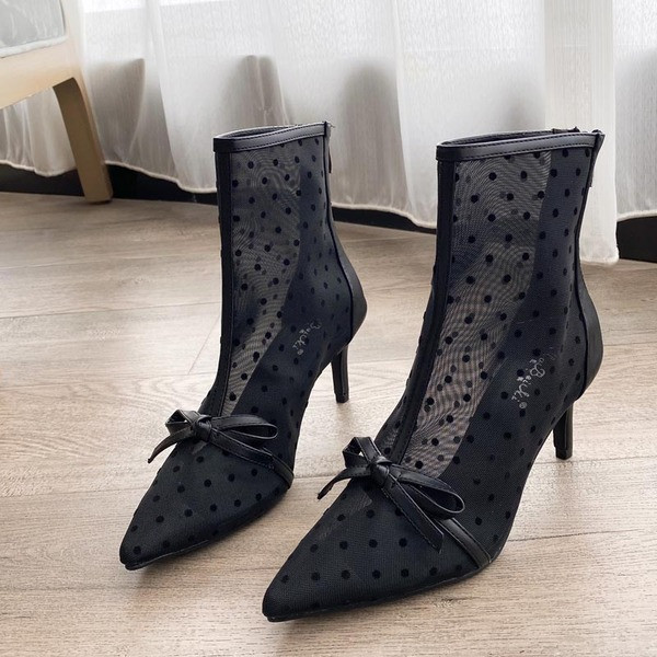 Дамски модерни боти с мрежа -заострен модел 