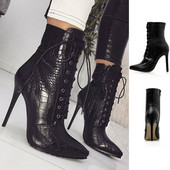 Стилни дамски боти от еко кожа заострен модел