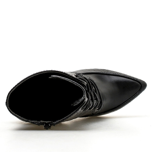 Стилни дамски боти от еко кожа заострен модел 