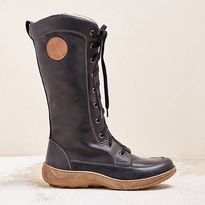 Дамски ежедневни ботуши от еко кожа и равна подметка