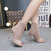 Модерни мрежести боти с отворени пръсти и тънък 11 см ток