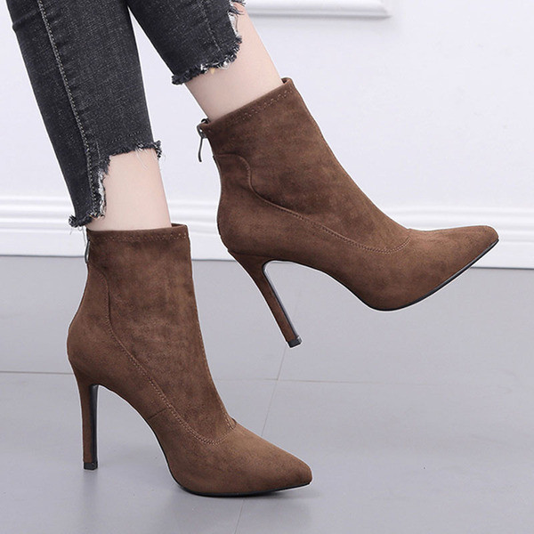Нов модел дамски заострени боти с висок тънък ток