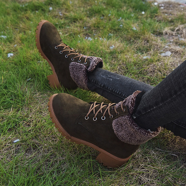 Дамски ежедневни боти от еко велур с връзки и топла подплата