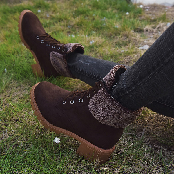 Дамски ежедневни боти от еко велур с връзки и топла подплата