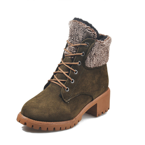 Дамски ежедневни боти от еко велур с връзки и топла подплата