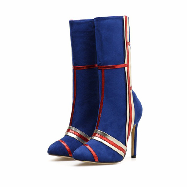 Средно високи ботуши с цип и тънък ток