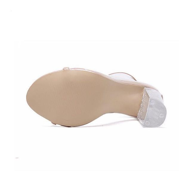 Прозрачни дамски боти с висок ток и отворени пръсти