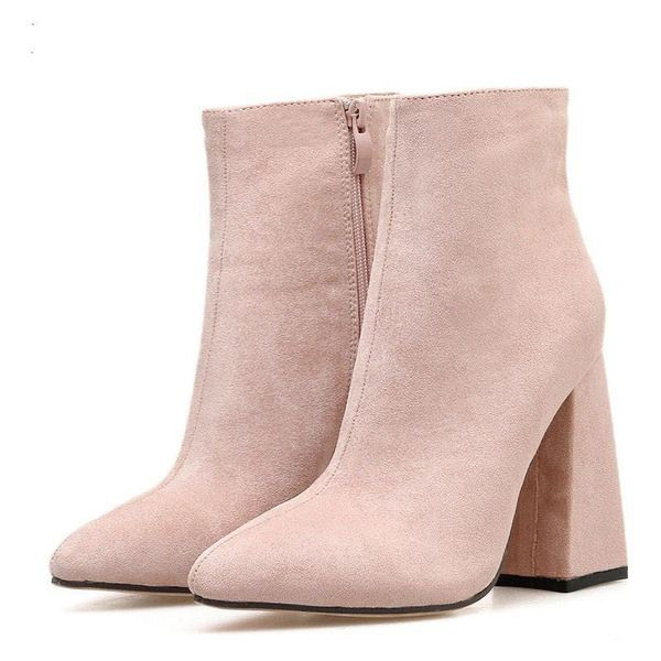 Нов модел дамски боти с цип и дебел ток-11.5см