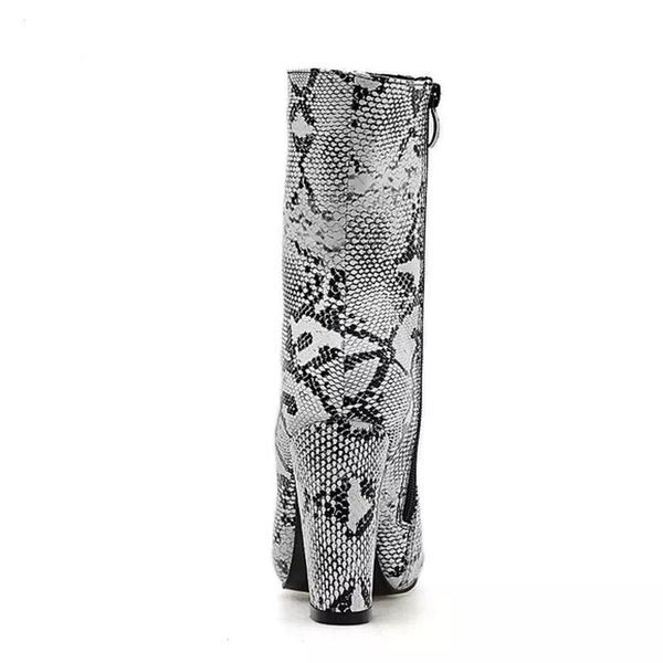 Стилни дамски боти с дебел 10см ток и цип