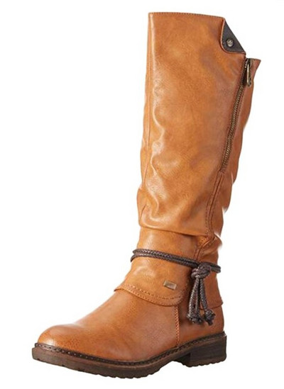 Кожени дамски зимни ботуши с цип