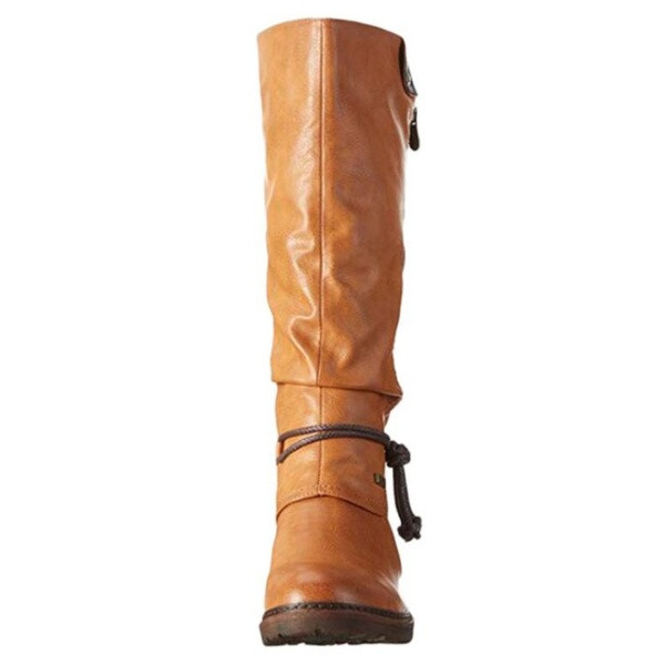 Кожени дамски зимни ботуши с цип 