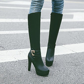 Модерни дамски ботуши от еко кожа с висок ток