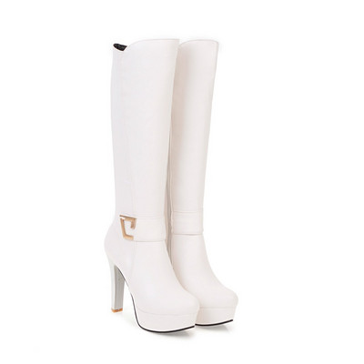 Модерни дамски ботуши от еко кожа с висок ток