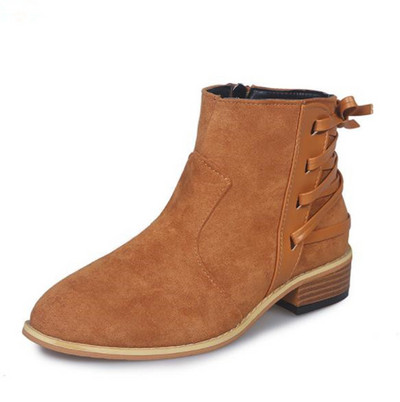 Нов модел дамски боти с нисък ток и връзки