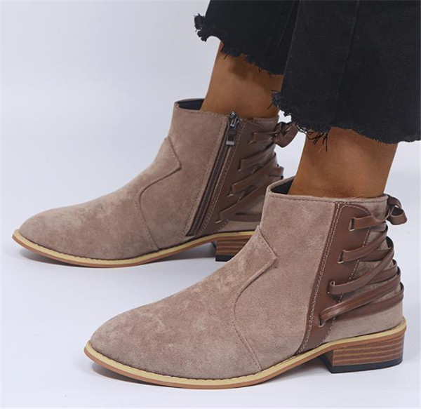 Нов модел дамски боти с нисък ток и връзки