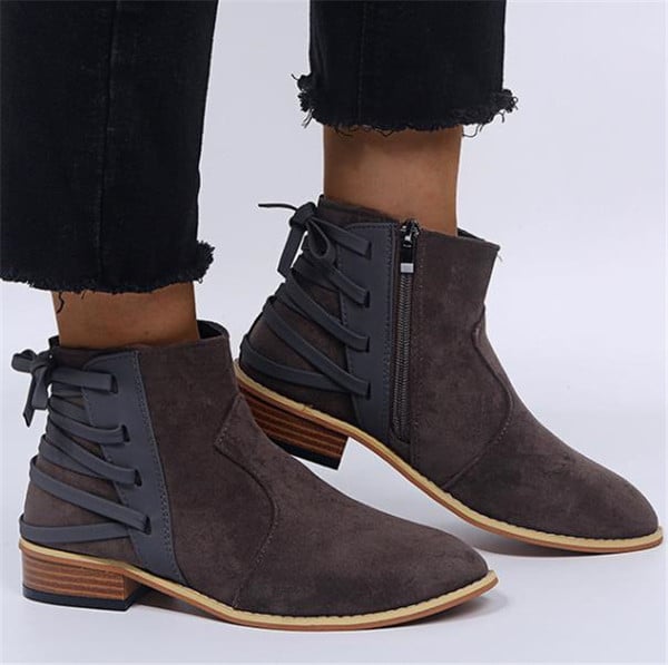 Нов модел дамски боти с нисък ток и връзки