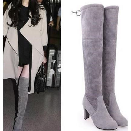 Нов модел дамски ботуши -тип чизми от еко велур