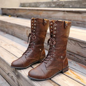 Зимни кожени ботуши с връзки и размер до 43 номер