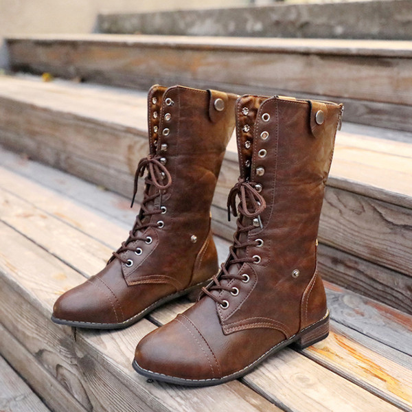 Зимни кожени ботуши с връзки и размер до 43 номер