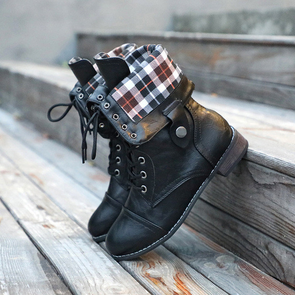 Зимни кожени ботуши с връзки и размер до 43 номер