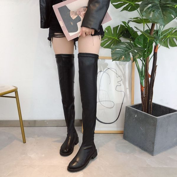 Кожени дамски ботуши с дължина над коляното 