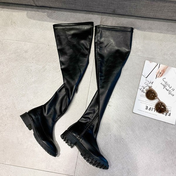 Кожени дамски ботуши с дължина над коляното 