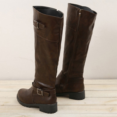 Ежедневни дамски ботуши с катарама и цип