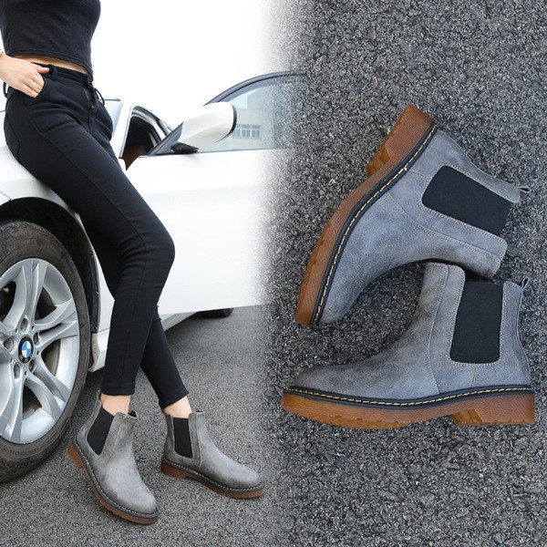 Дамски кожени боти с ластик - големи размери