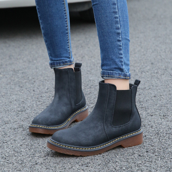 Дамски кожени боти с ластик - големи размери