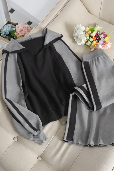 Спортно-ежедневен дамски комплект от тънко плетиво