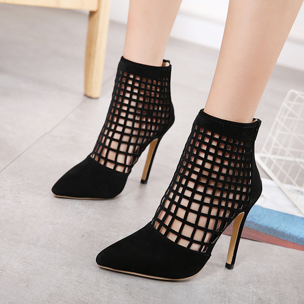 Стилни дамски летни боти с висок 11 см ток 