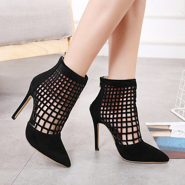 Стилни дамски летни боти с висок 11 см ток 