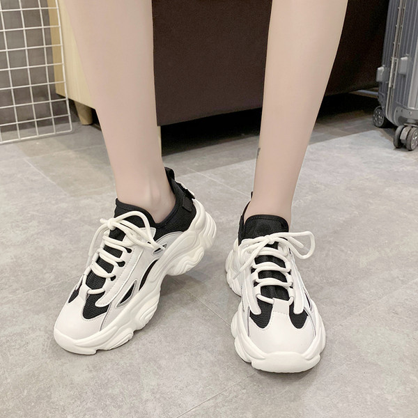 Спортно-ежедневни дамски маратонки- с груба подметка и връзки