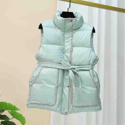 Нов модел дамски елек с колан и копчета