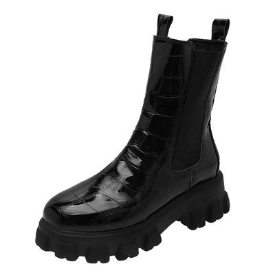 Модерни дамски боти с дебела подметка - ретро стил