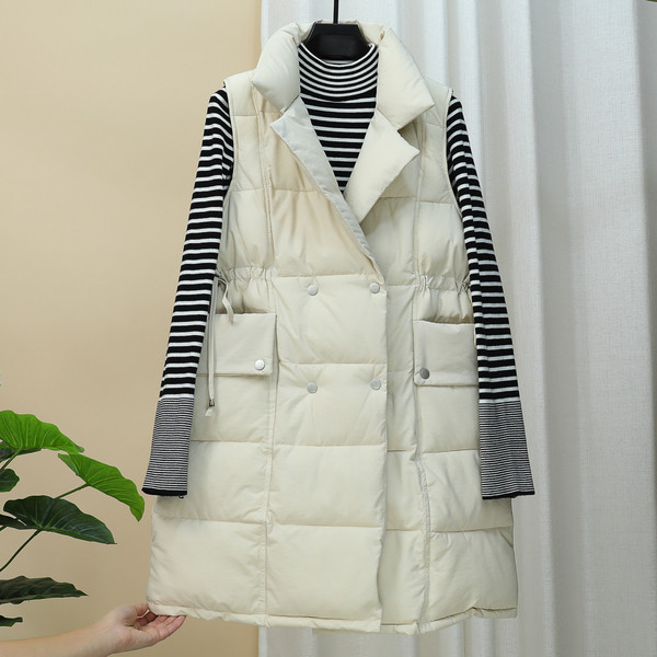 Дамски дълъг елек с джобове