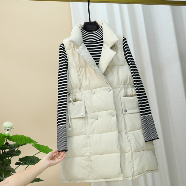 Дамски дълъг елек с джобове