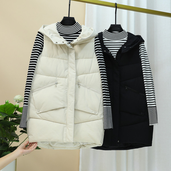 Ежедневен дамски елек с качулка и джобове