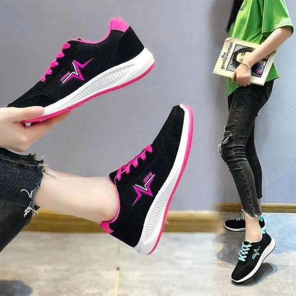 Дамски спортно-ежедневни маратонки с цветни ленти