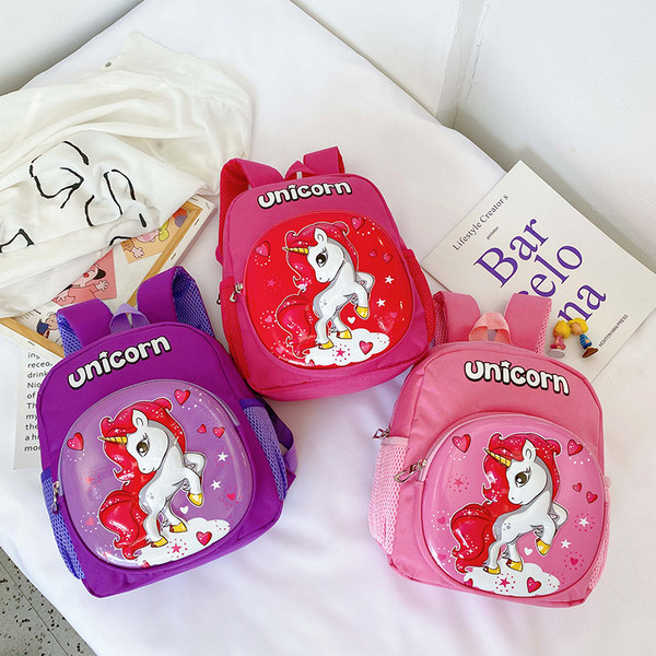 Ежедневна детска раница за момичета с надпис и апликация на еднорог
