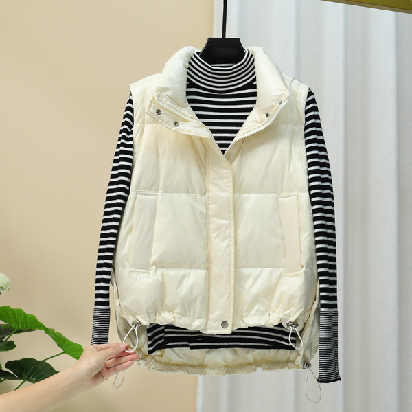 Дамски ежедневен елек с висока яка и копчета