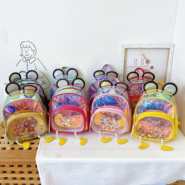 Модерна детска раница за момичета с преден джоб и 3D елементи