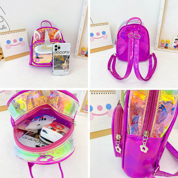 Модерна детска раница за момичета с преден джоб и апликация