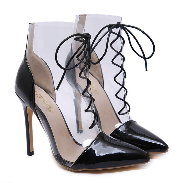 Модерни дамски прозрачни боти с връзки